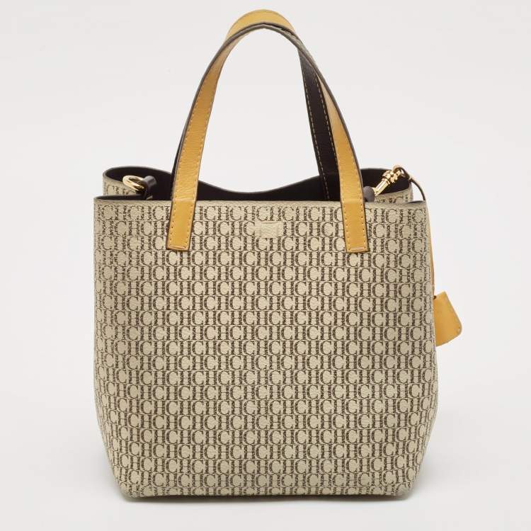 Pre Owned Carolina Herrera Tricolor Monogram Coated Canvas and Leather Small Matryoshka Locked Tote