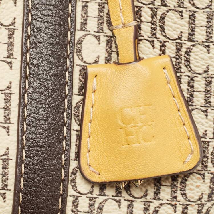 Pre Owned Carolina Herrera Tricolor Monogram Coated Canvas and Leather Small Matryoshka Locked Tote