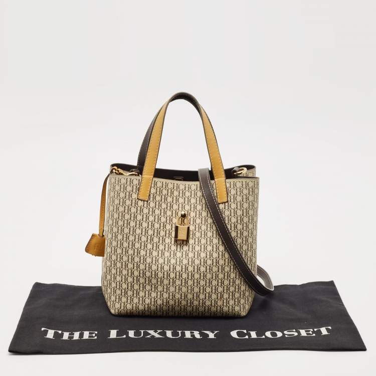 Pre Owned Carolina Herrera Tricolor Monogram Coated Canvas and Leather Small Matryoshka Locked Tote