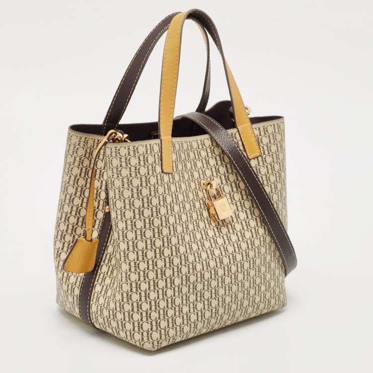 Pre Owned Carolina Herrera Tricolor Monogram Coated Canvas and Leather Small Matryoshka Locked Tote
