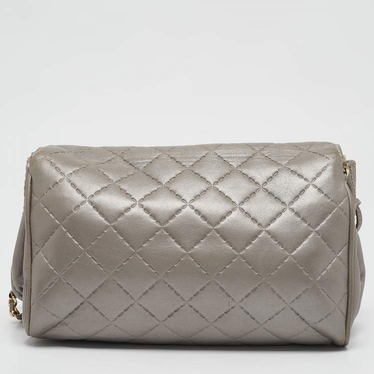 Pre Owned Carolina Herrera Grey Quilted Leather Bimba Tassel Shoulder Bag