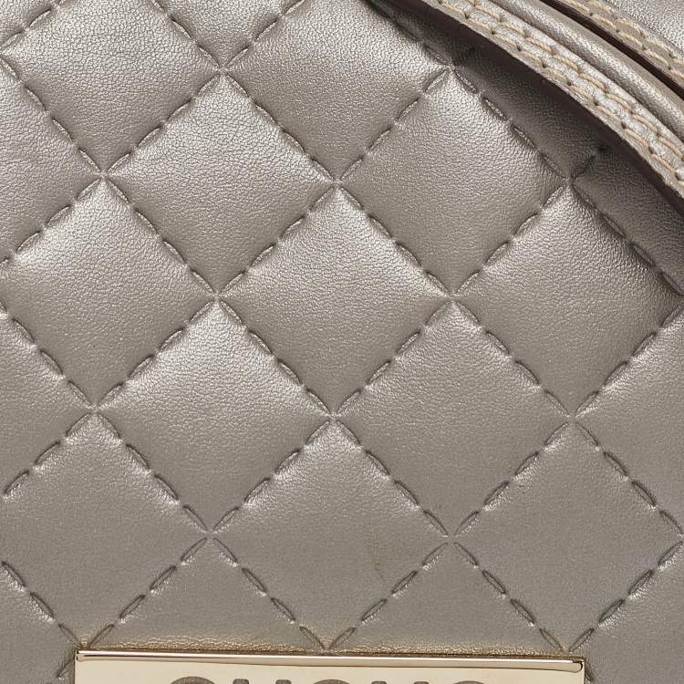 Pre Owned Carolina Herrera Grey Quilted Leather Bimba Tassel Shoulder Bag