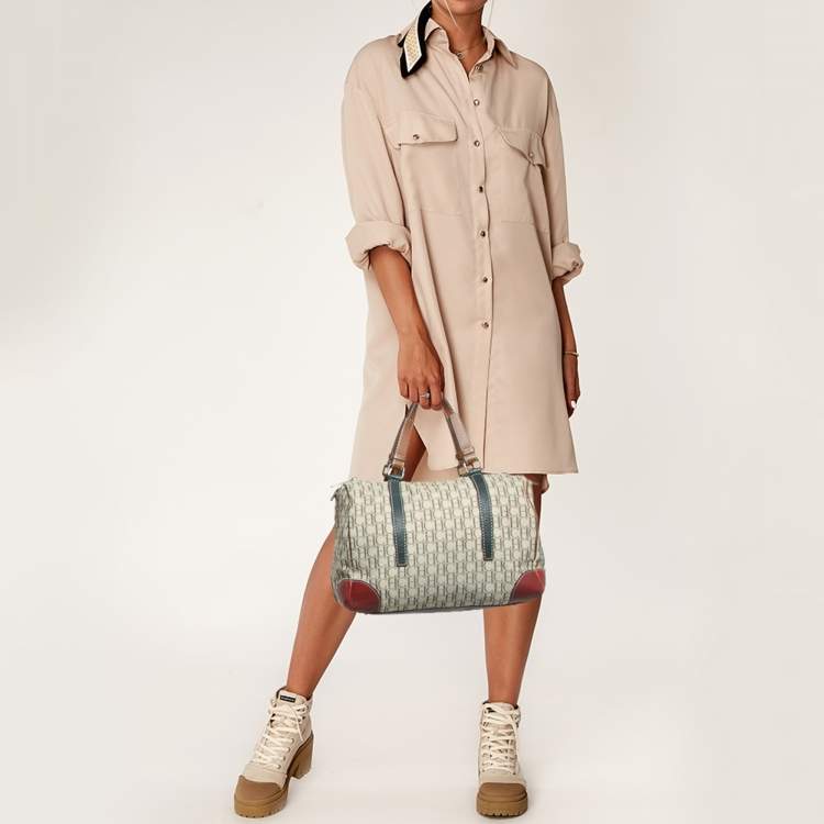Pre Owned Carolina Herrera Multicolor Monogram Canvas and Leather Andy Boston Bag