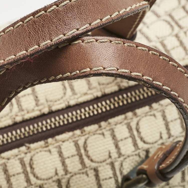 Pre Owned Carolina Herrera Multicolor Monogram Canvas and Leather Andy Boston Bag