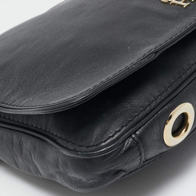 Pre Owned Carolina Herrera Black Leather New Baltazar Flap Shoulder Bag