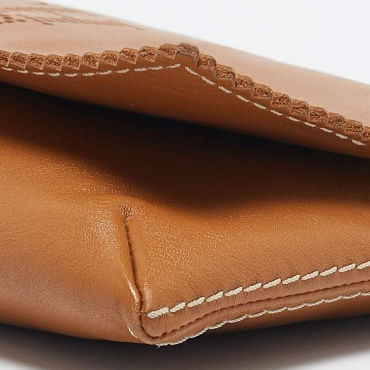Pre Owned Carolina Herrera Tan Leather Flap Tassel Shoulder Bag