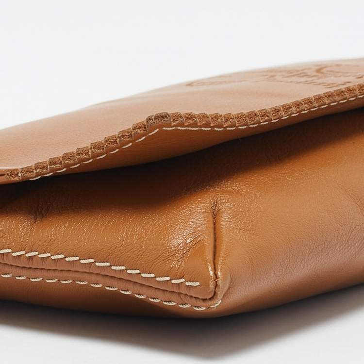 Pre Owned Carolina Herrera Tan Leather Flap Tassel Shoulder Bag
