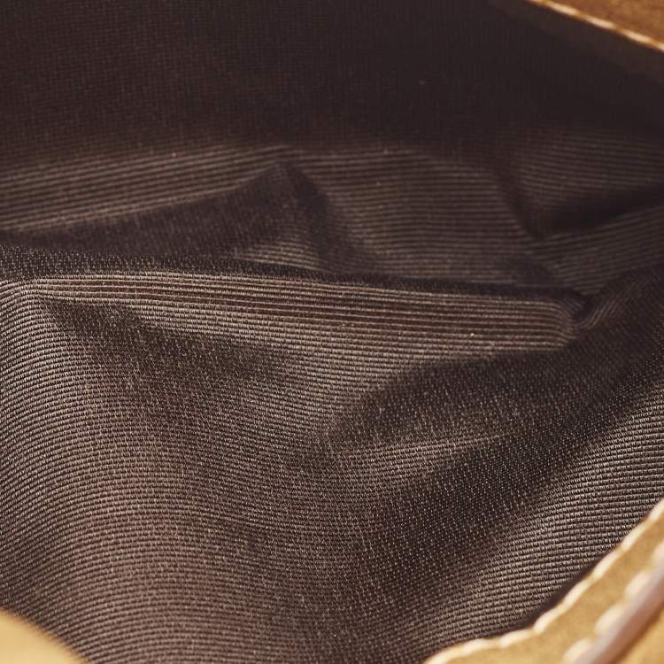 Pre Owned Carolina Herrera Gold Leather Double Flap Chain Bag