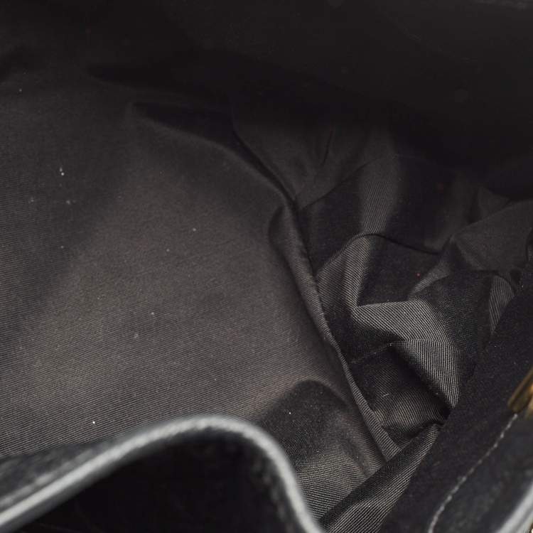 Pre Owned Carolina Herrera Black Monogram Embossed Leather Chain Hobo