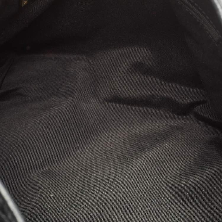 Pre Owned Carolina Herrera Black Monogram Embossed Leather Chain Hobo