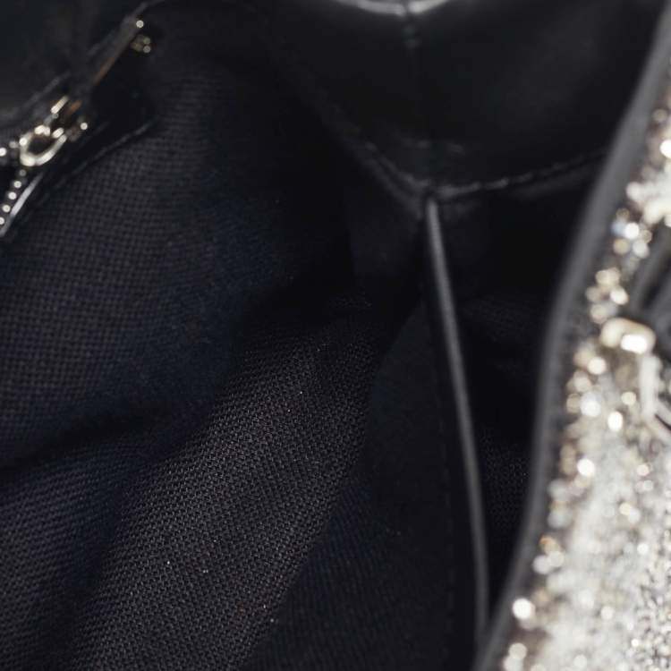 Pre Owned Carolina Herrera Grey Glitter and Patent Leather Mini Duchess Tote