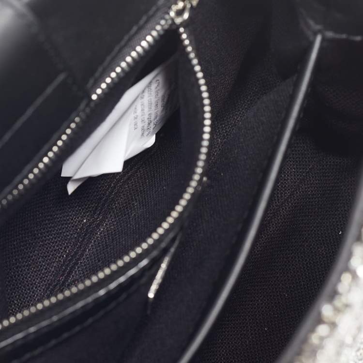 Pre Owned Carolina Herrera Grey Glitter and Patent Leather Mini Duchess Tote