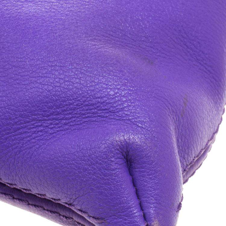 Pre Owned Carolina Herrera Purple Leather Envelope Shoulder Bag