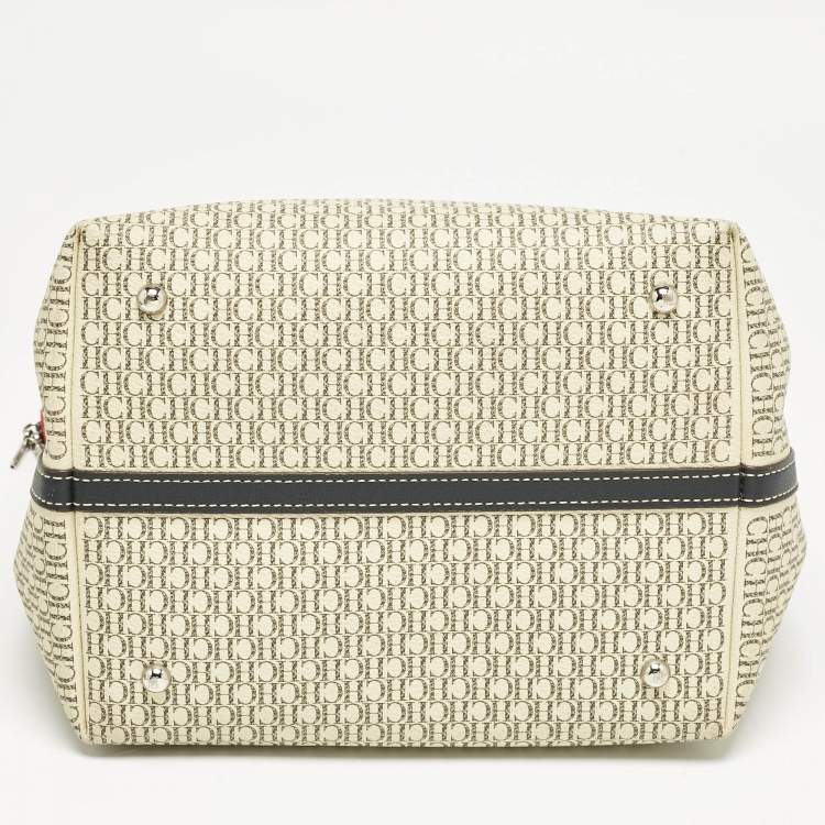Pre Owned Carolina Herrera Beige/Brown Monogram Coated Canvas and Leather Matryoshka Padlock Bag
