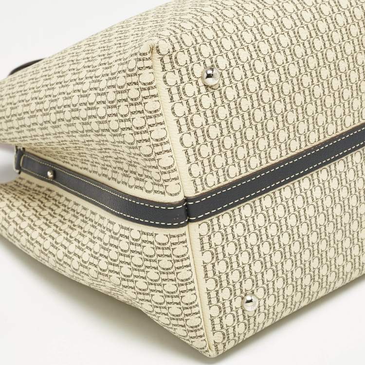 Pre Owned Carolina Herrera Beige/Brown Monogram Coated Canvas and Leather Matryoshka Padlock Bag