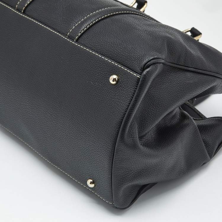 Pre Owned Carolina Herrera Black Leather Large Matteo Tote