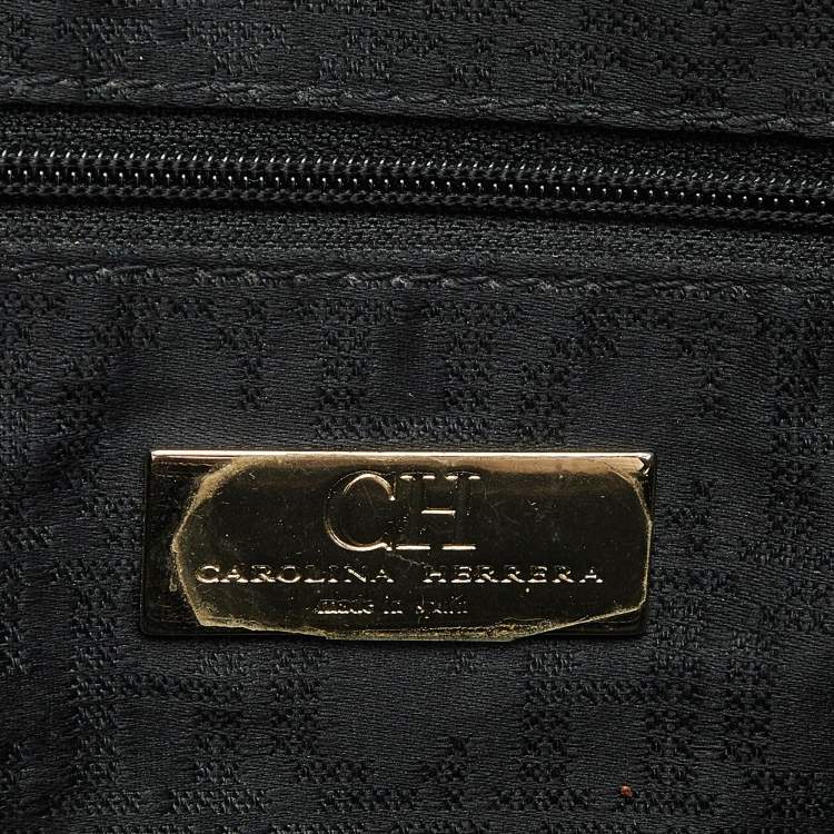 Pre Owned Carolina Herrera Black Leather Large Matteo Tote
