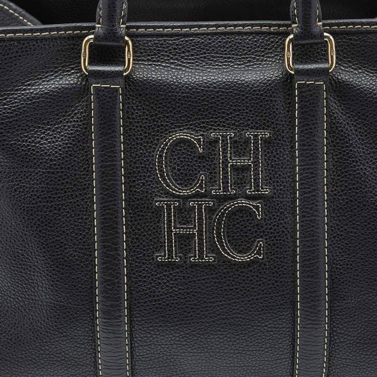 Pre Owned Carolina Herrera Black Leather Large Matteo Tote