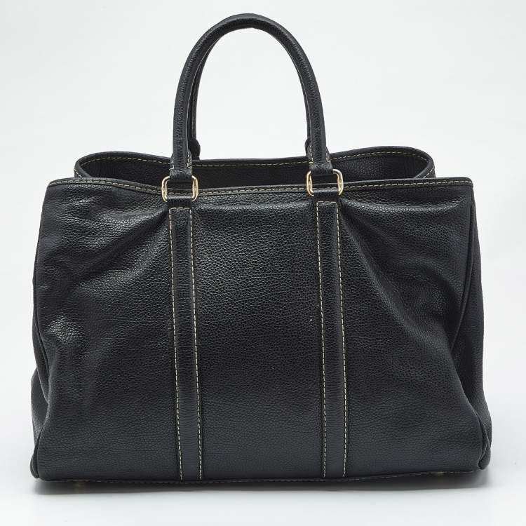 Pre Owned Carolina Herrera Black Leather Large Matteo Tote