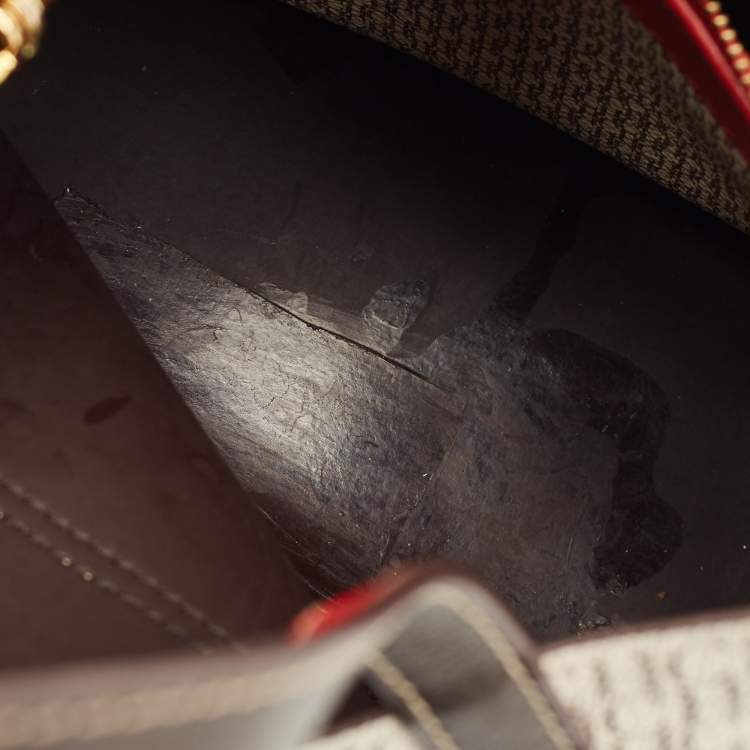 Pre Owned Carolina Herrera Brown/Beige Monogram Coated Canvas and Leather Matryoshka Padlock Tote