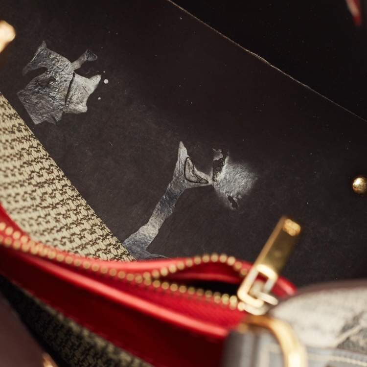 Pre Owned Carolina Herrera Brown/Beige Monogram Coated Canvas and Leather Matryoshka Padlock Tote