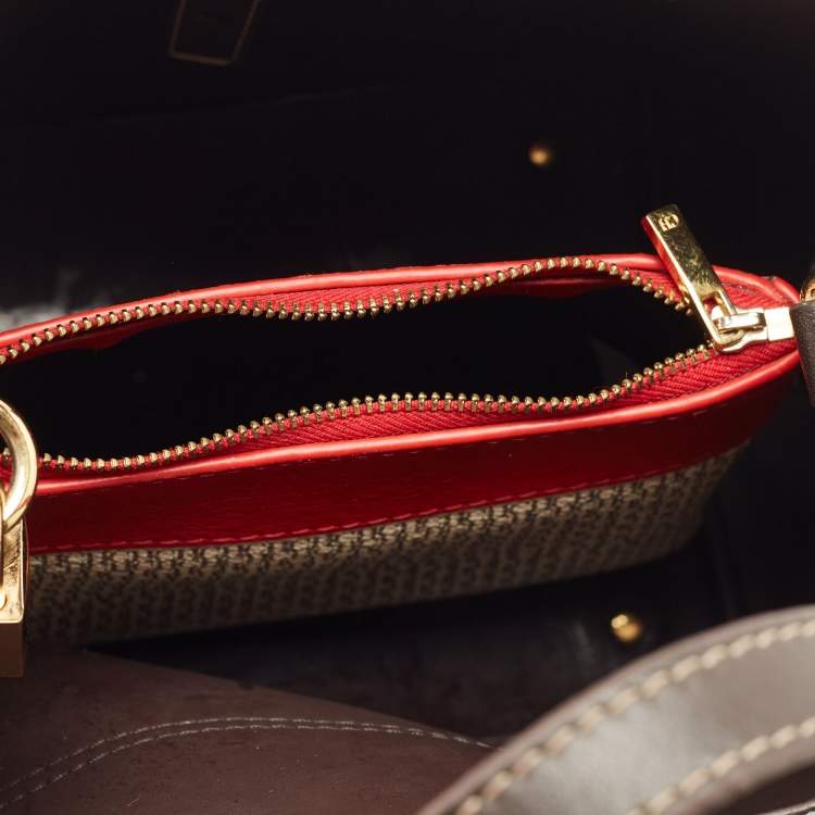 Pre Owned Carolina Herrera Brown/Beige Monogram Coated Canvas and Leather Matryoshka Padlock Tote