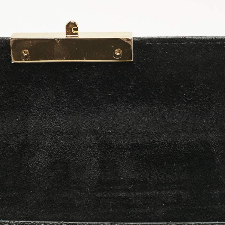 Pre Owned Carolina Herrera Black/Brown Monogram Coated Canvas and Leather CHHC Flap Shoulder Bag