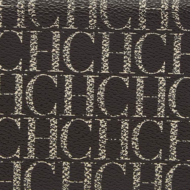 Pre Owned Carolina Herrera Brown/Red Monogram Coated Canvas Bifold Long Wallet