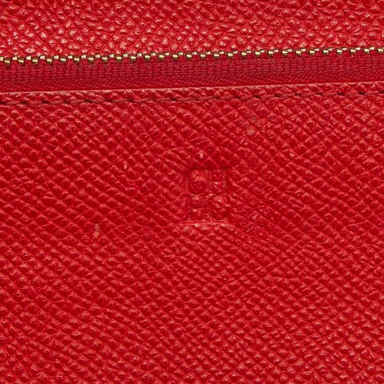 Pre Owned Carolina Herrera Brown/Red Monogram Coated Canvas Bifold Long Wallet