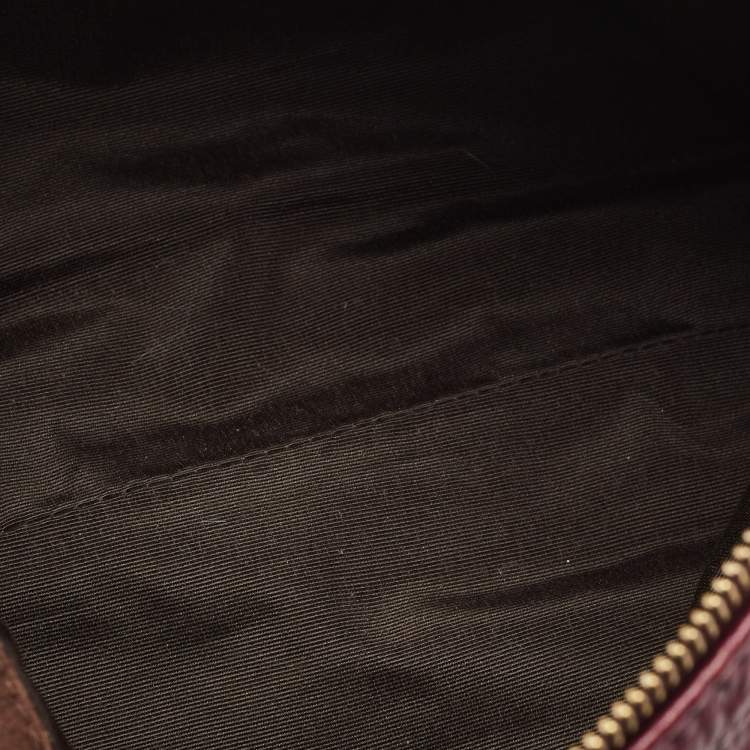 Pre Owned Carolina Herrera Purple Monogram Embossed Leather Lock Shoulder Bag