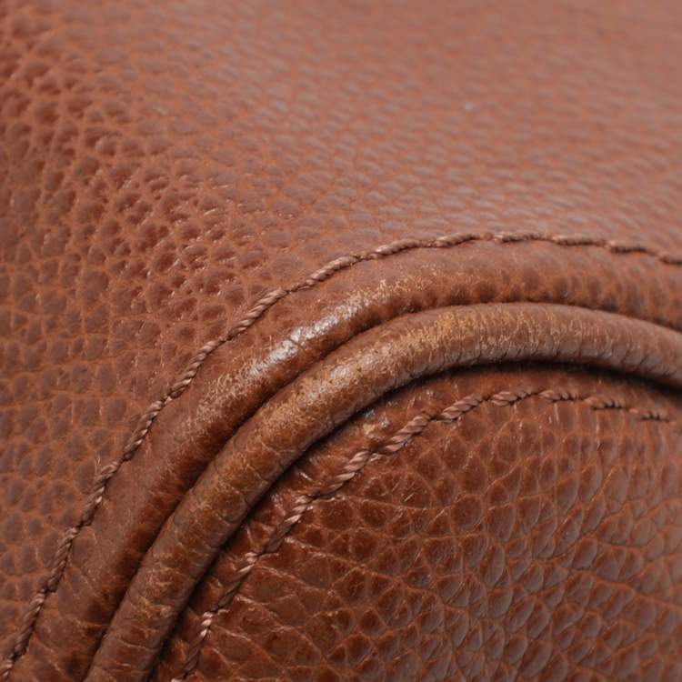 Pre Owned Carolina Herrera Brown Embossed Leather Minuetto Flap Top Handle Bag