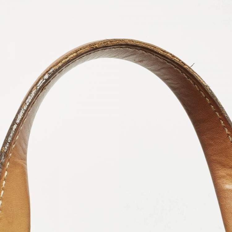 Pre Owned Carolina Herrera Mustard/Beige Monogram Leather Large Andy Satchel