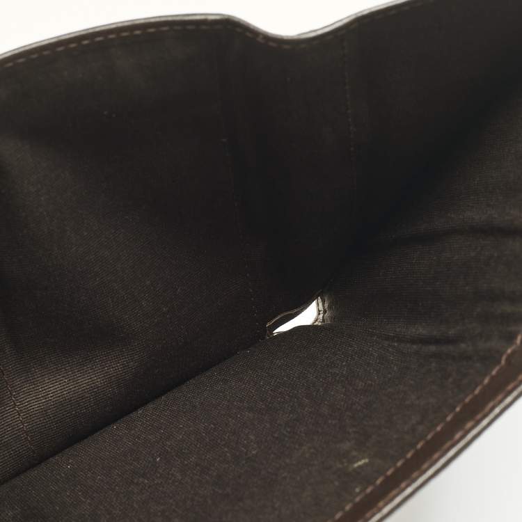 Pre Owned Carolina Herrera Dark Brown Monogram Leather Trifold Wallet