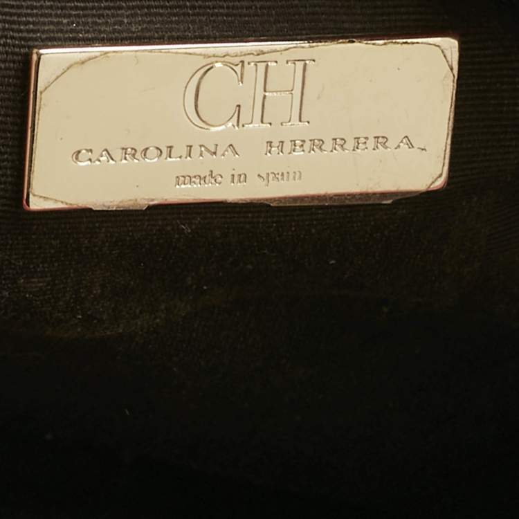 Pre Owned Carolina Herrera Red Leather CH Logo Charm Tote