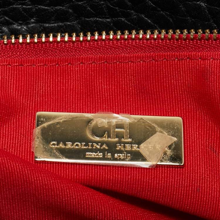 Pre Owned Carolina Herrera Black Leather Tassel Flap Shoulder Bag