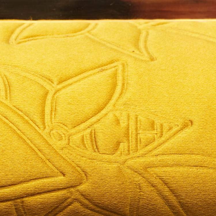Pre Owned Carolina Herrera Mustard Satin Insignia Metropolitan Clutch