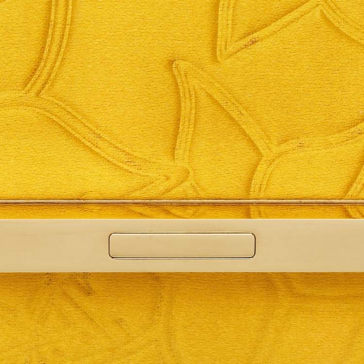 Pre Owned Carolina Herrera Mustard Satin Insignia Metropolitan Clutch