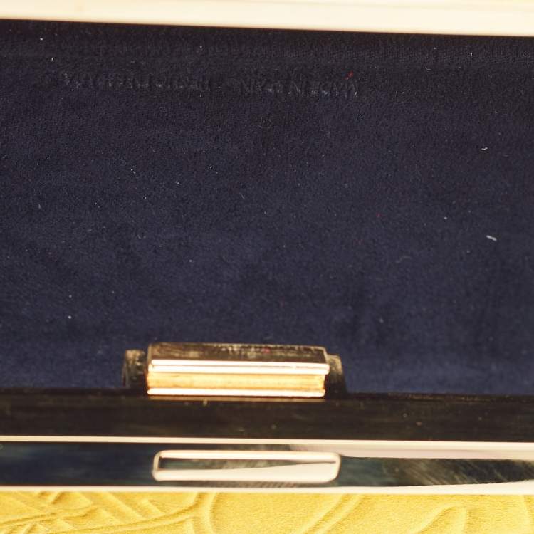 Pre Owned Carolina Herrera Mustard Satin Insignia Metropolitan Clutch