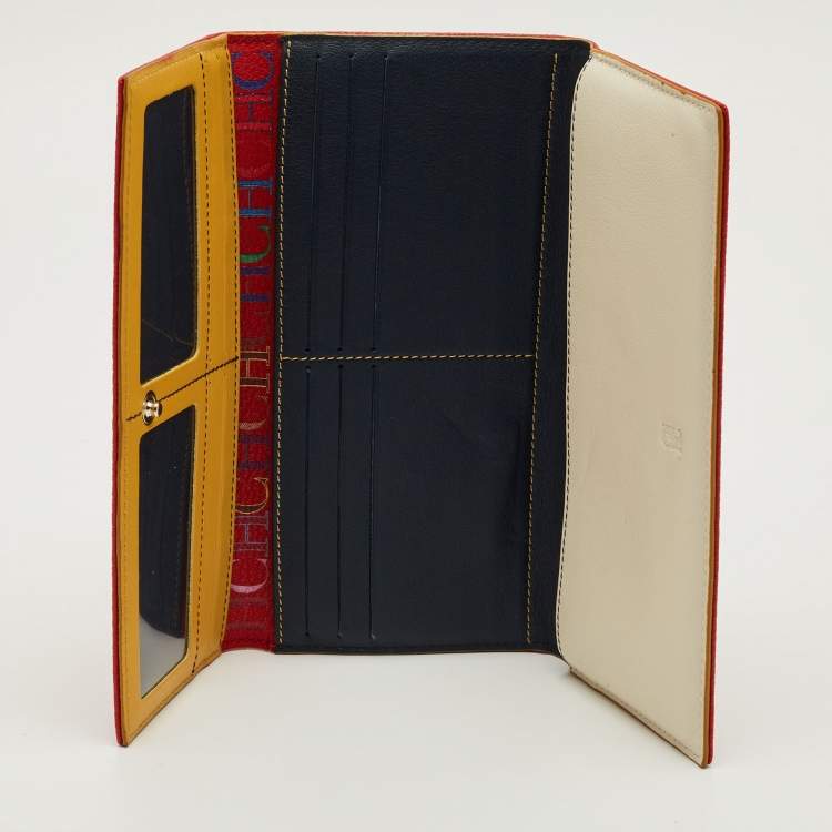 Pre Owned Carolina Herrera Red Monogram Coated Canvas Trifold Continental Wallet