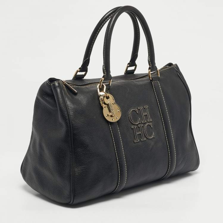 Pre Owned Carolina Herrera Black Leather Matteo Satchel