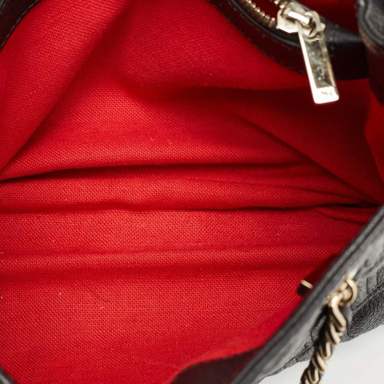 Pre Owned Carolina Herrera Black Monogram Leather CHHC Chain Tote