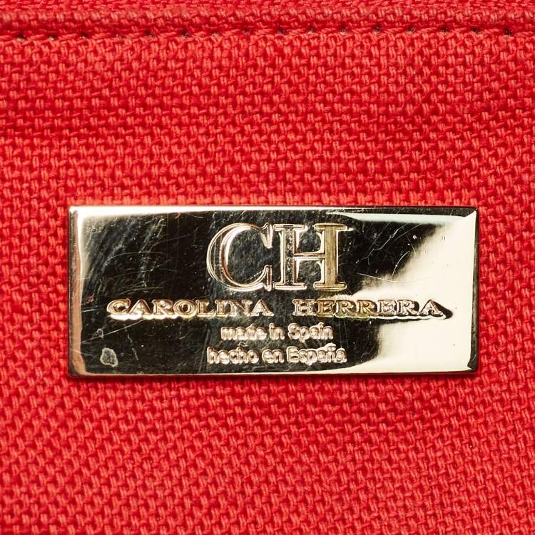 Pre Owned Carolina Herrera Black Monogram Leather CHHC Chain Tote