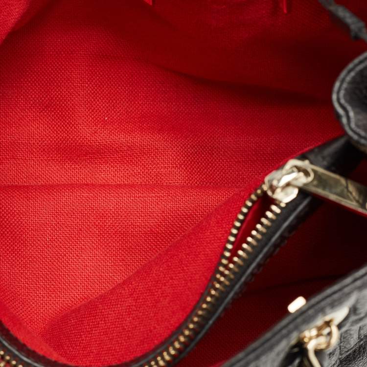 Pre Owned Carolina Herrera Black Monogram Leather CHHC Chain Tote