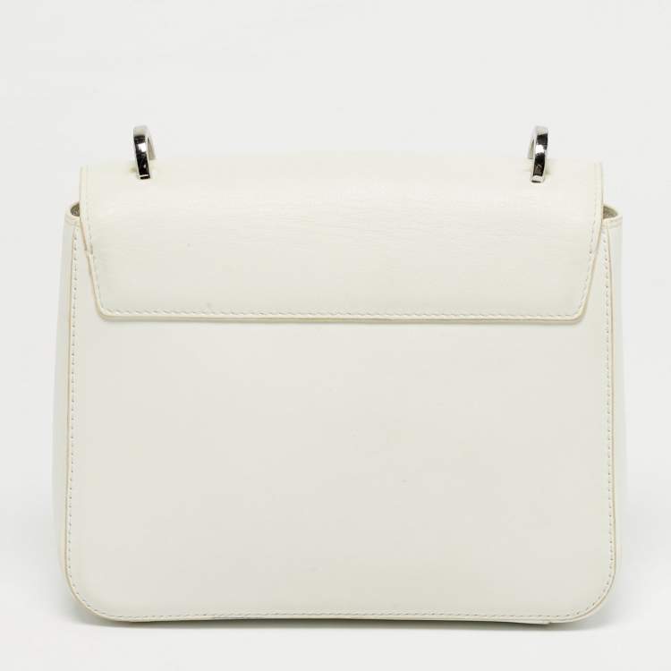 Pre Owned Carolina Herrera White Leather Medium Initials Insignia Shoulder Bag