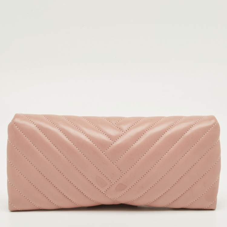 Pre Owned Carolina Herrera Pink Quilted Leather Bimba Chain Clutch