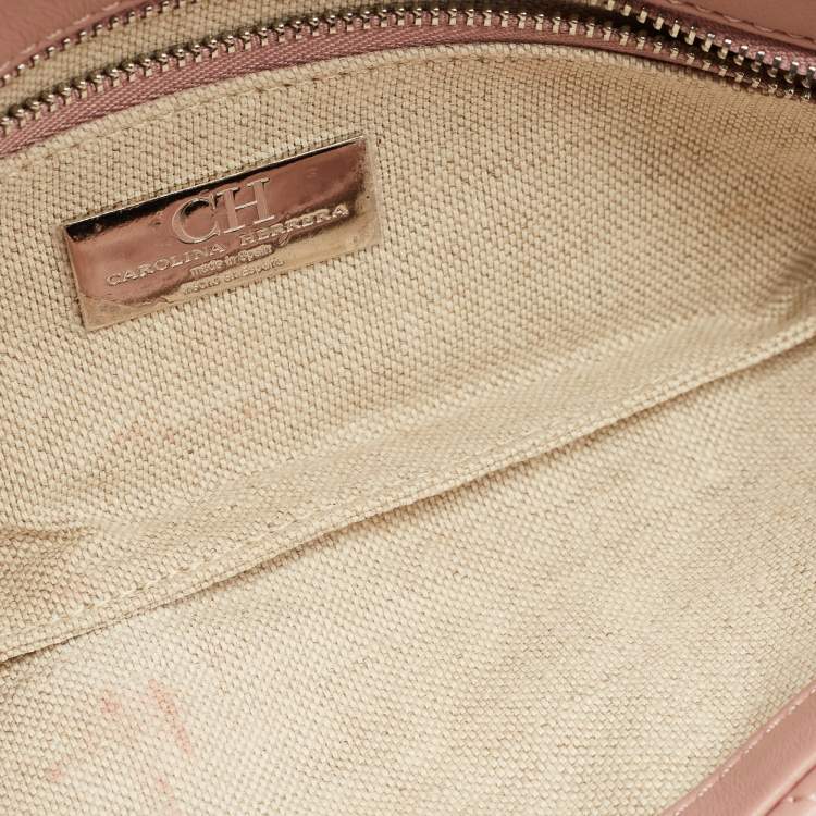 Pre Owned Carolina Herrera Pink Quilted Leather Bimba Chain Clutch