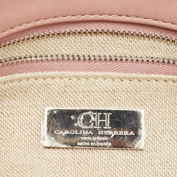 Pre Owned Carolina Herrera Pink Quilted Leather Bimba Chain Clutch