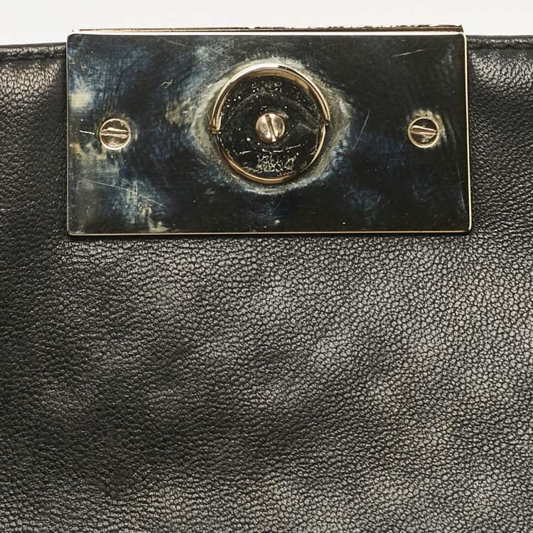 Pre Owned Carolina Herrera Black Quilted Leather CHHC Flap Shoulder Bag