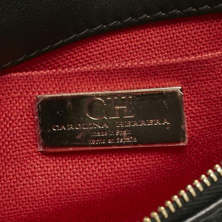 Pre Owned Carolina Herrera Black Quilted Leather CHHC Flap Shoulder Bag