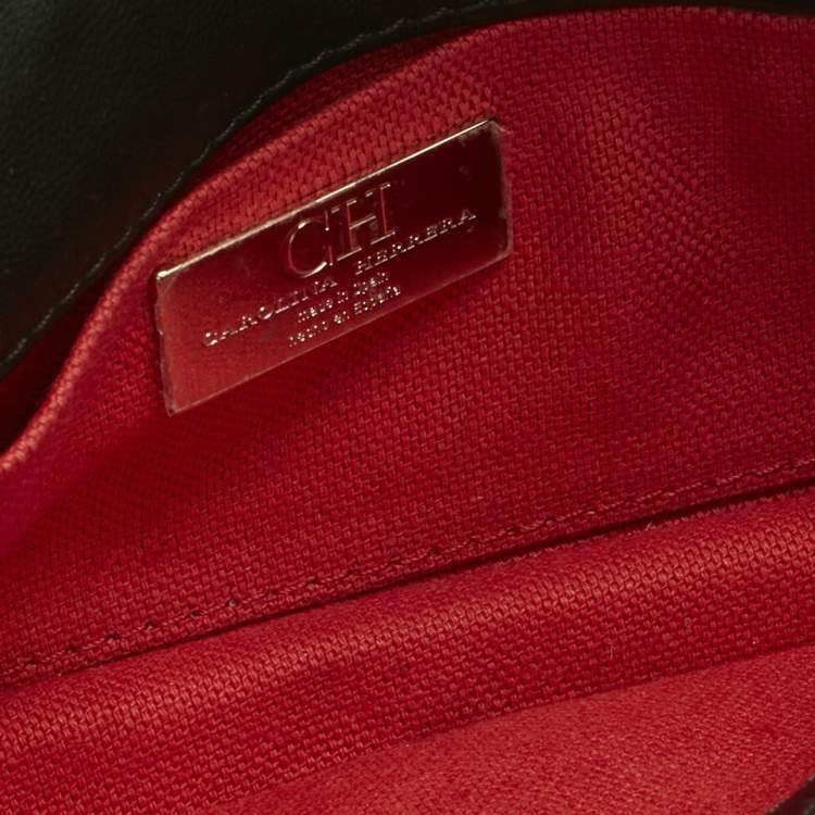 Pre Owned Carolina Herrera Black Quilted Leather CHHC Flap Shoulder Bag